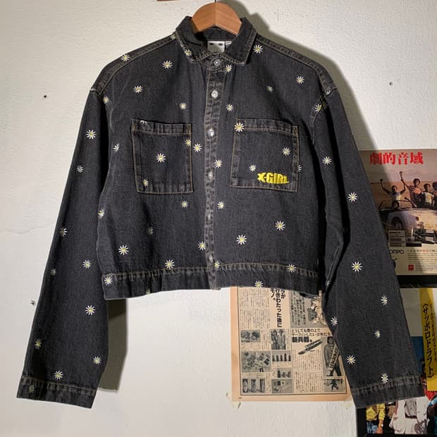 엑스걸 플라워 자수 데님 자켓