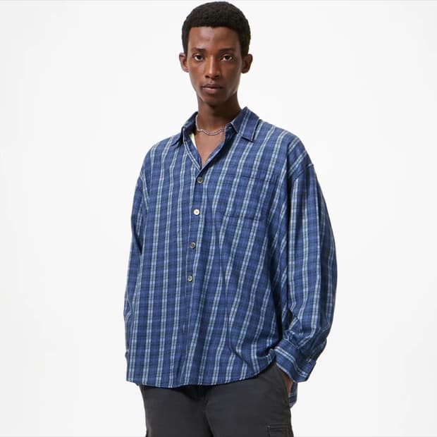 아워레가시 보로우드 셔츠 체크 플리즈 프린트