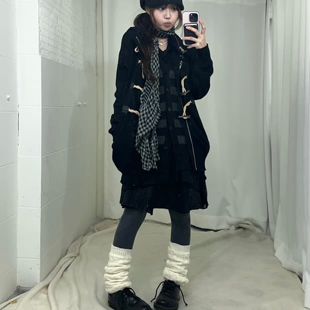 무채색 떡볶이 가디건 니혼진 모리걸 코디세트