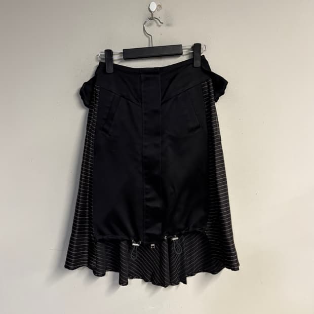 SACAI silk stripe skirt black 