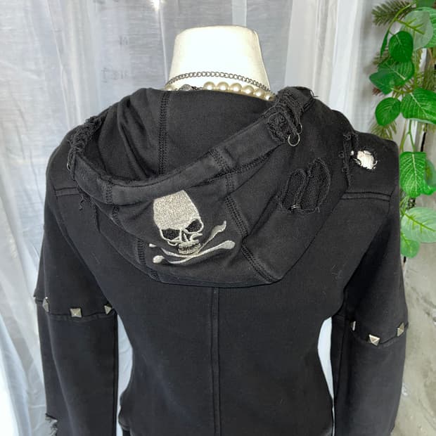 y2k 펑크 해골 후드집업 