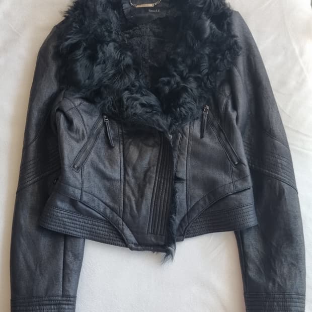 빈티지 펑크 블랙 퍼 자켓