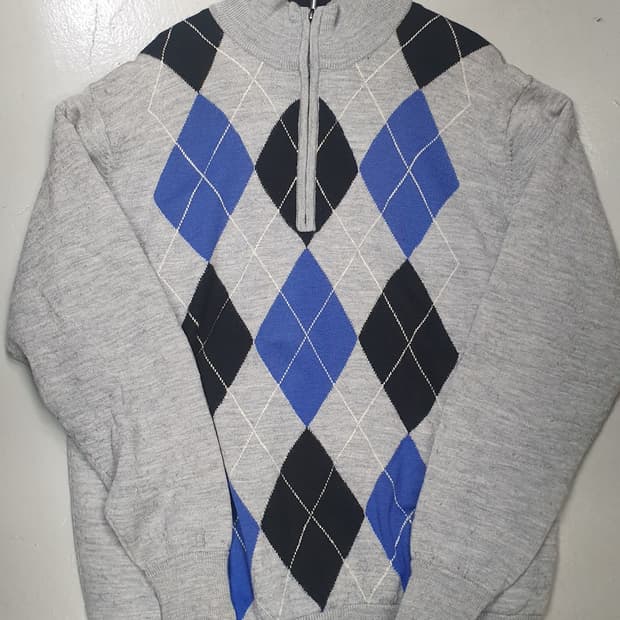 풋조이 아가일 울 반집업 방풍니트 L