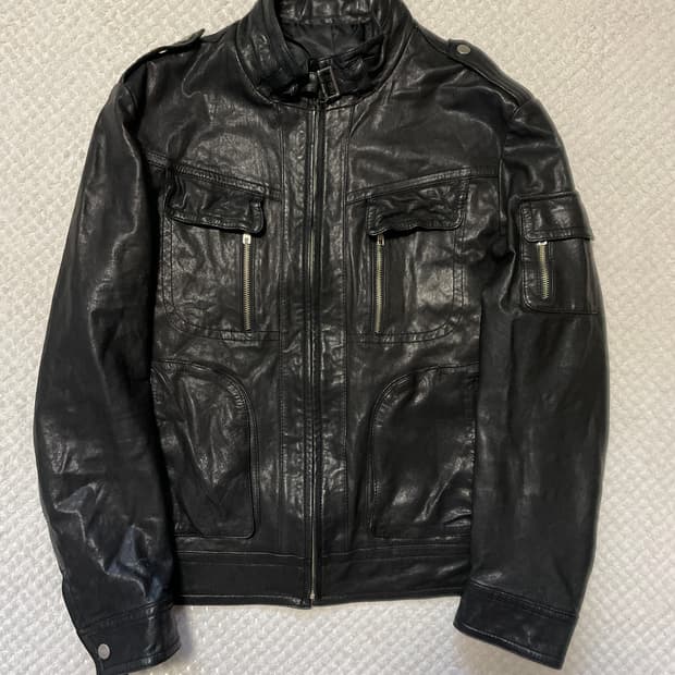 광희시장 웨스턴 무드 램스킨 양가죽 절개 포켓 레더 자켓