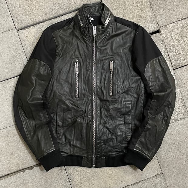 디젤 레더 믹스 봄버 자켓