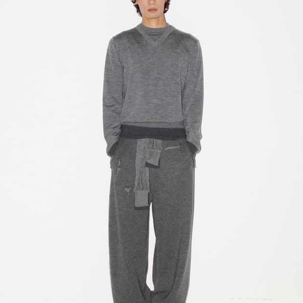 누마레 EE 더블 레이어드 울 니트 차콜 L