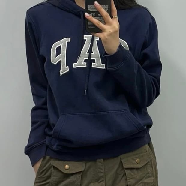 갭 후드티 네이비