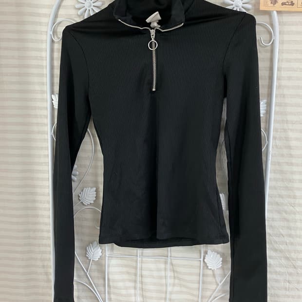 빈티지 블랙 반집업 스트라이프 긴팔 934 y2k 스트릿 갸루 펑키 일본