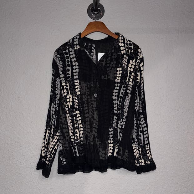 빈티지 나뭇잎 플리츠 셔츠