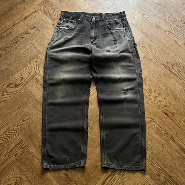 [34]칼하트 USA 하드 페이딩 블랙 싱글니 워크팬츠