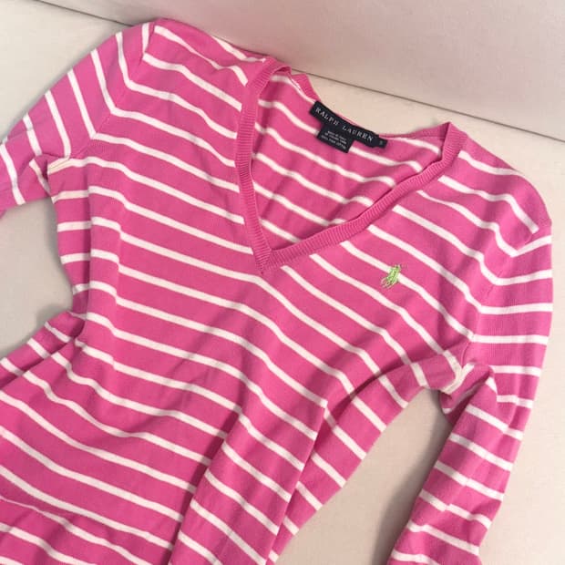 폴로 Polo 브이넥 니트 핑크