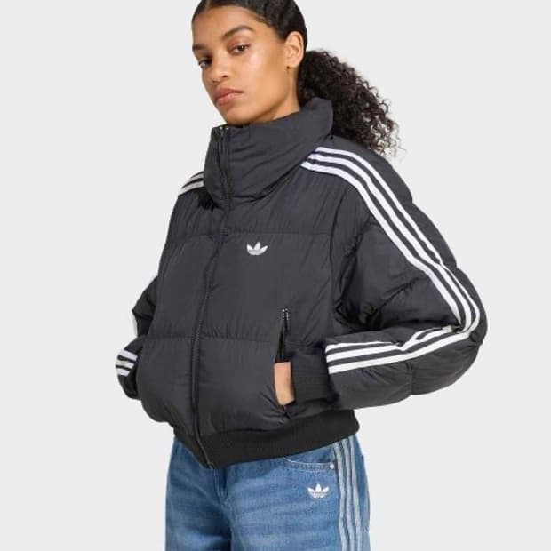 아디다스 크롭 합성 다운 퍼퍼 - 블랙 XL