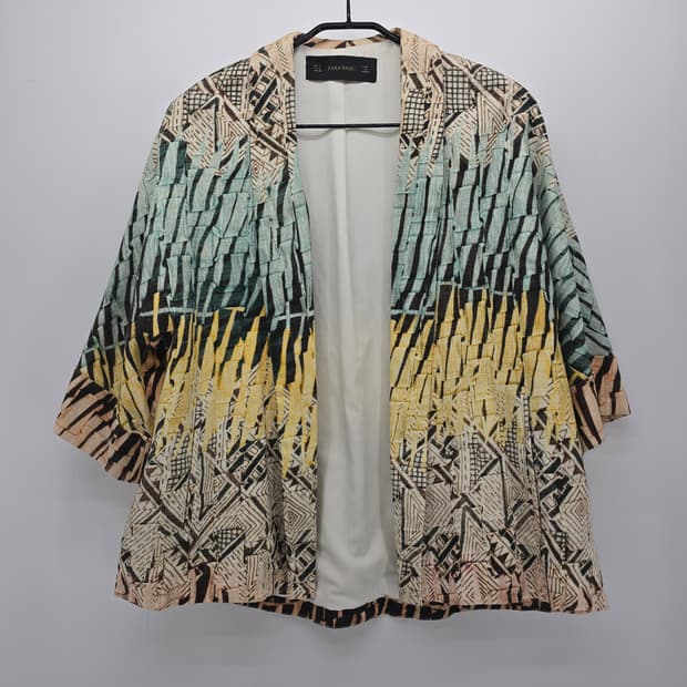 자라 베이직 프린트 기모노 블레이저 카프탄 프록 재킷