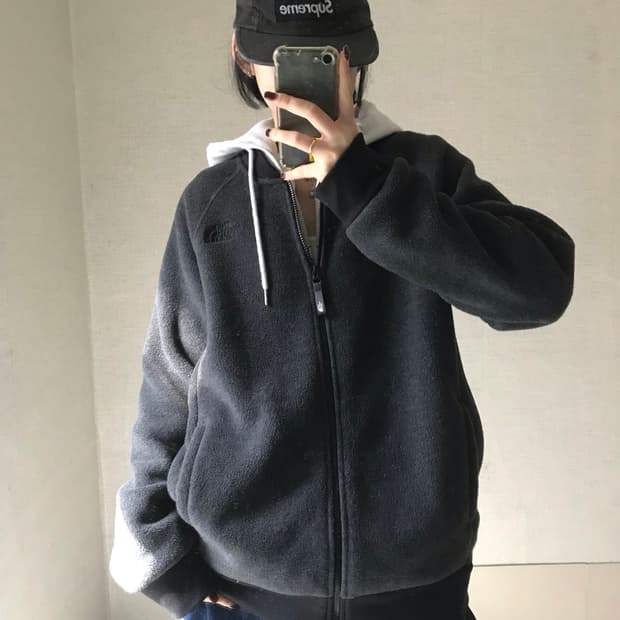 노페 그레이 오버핏 후리스