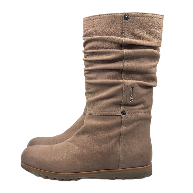 Prada Slouch Leather Boots/ 36