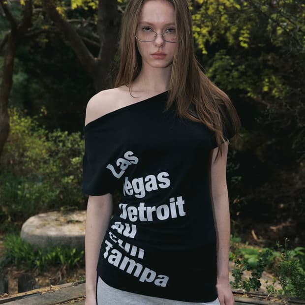 플리즈노팔로우 사라 Sara Lettering Shirring Top