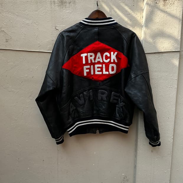 90s Avirex 트랙필드 레더 바시티 자켓 