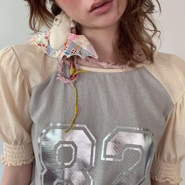 샵페어리 pad shoulder raglan half top beige