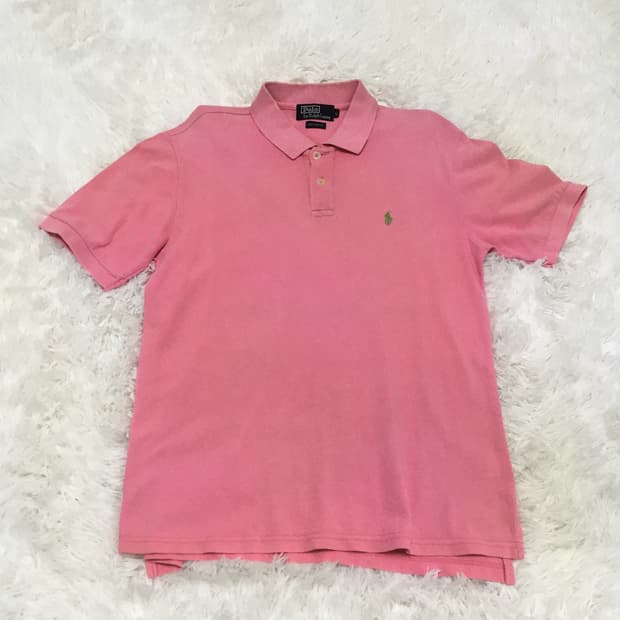 빈티지 폴로 핑크 카라 반팔 y2k 스트릿 갸루 펑키 일본빈티지629