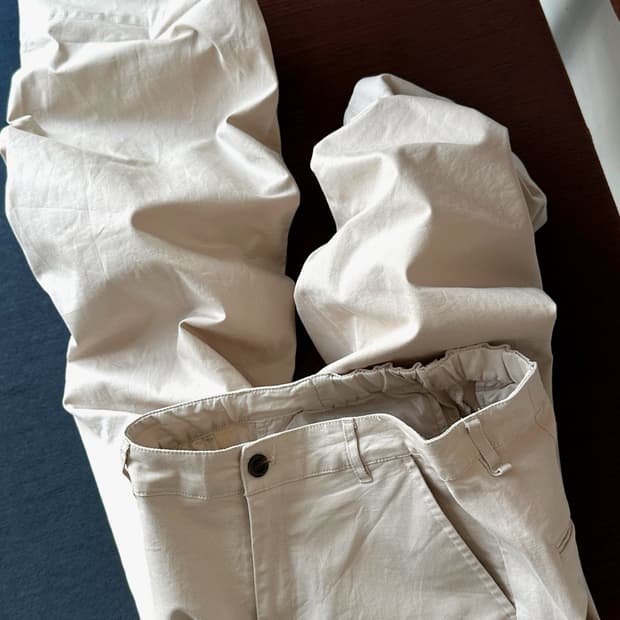 Cotton poly no tuck wide straight pants