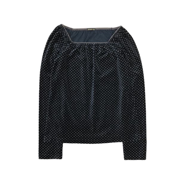 스퀘어 넥 도트 티셔츠