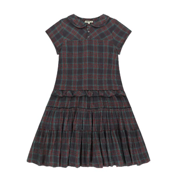 (1 2) 코이세이오 로우 엣지 체크 원피스 퍼플