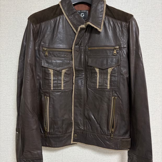 돌체앤가바나/멀티레이어 레더자켓/48