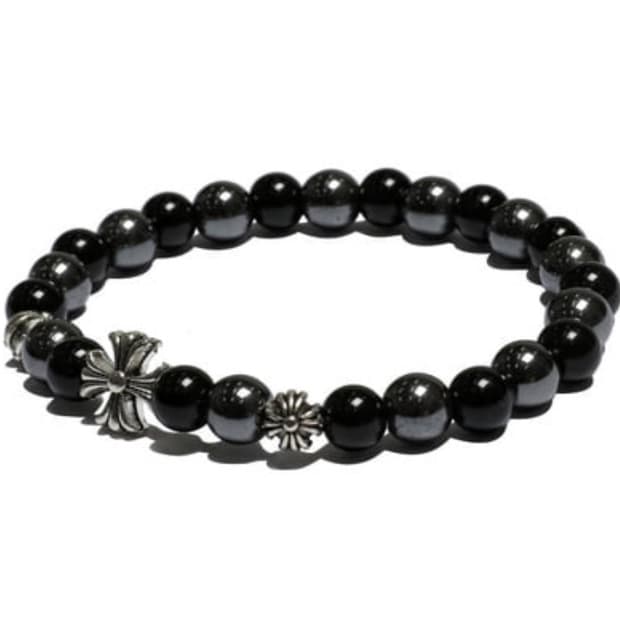 십자가 염주 원석 팔찌