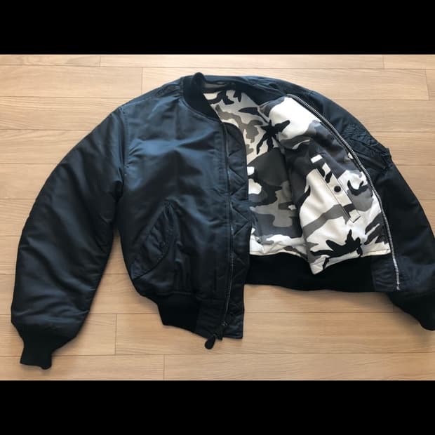 90s HOPE mfg 블랙 MA-1 시티 카모 안감