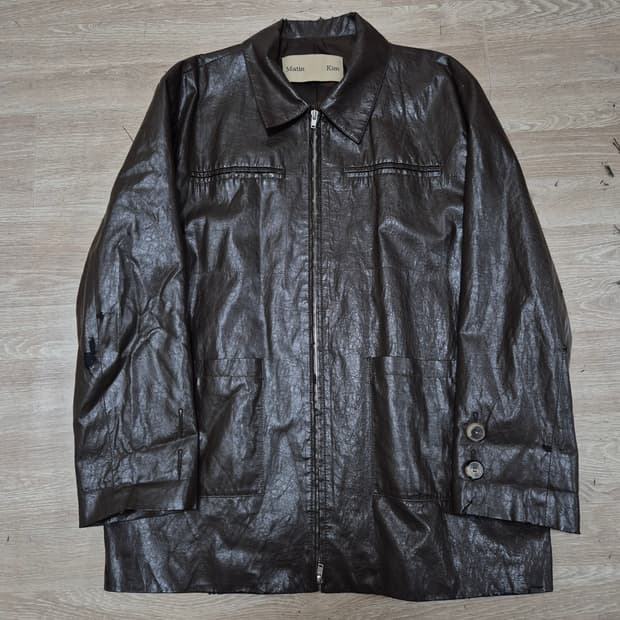 마뗑킴 빈티지 레더 라이더 가죽자켓 XL(105)