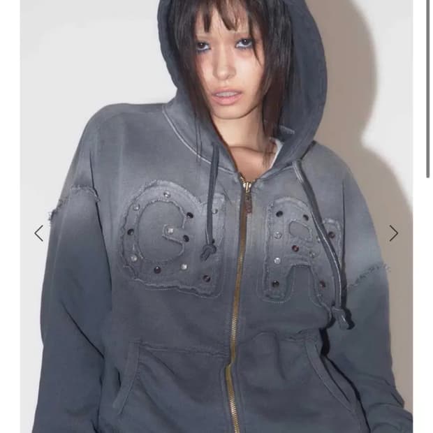 익스파이어드걸 젬스톤 워싱 후드 집업 차콜 