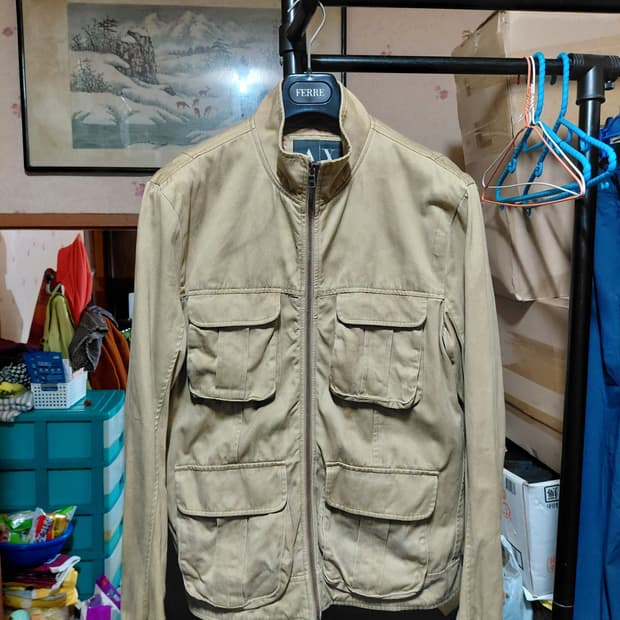 [아르마니 익스체인지]밀리터리 자켓 L(105)카키컬러 