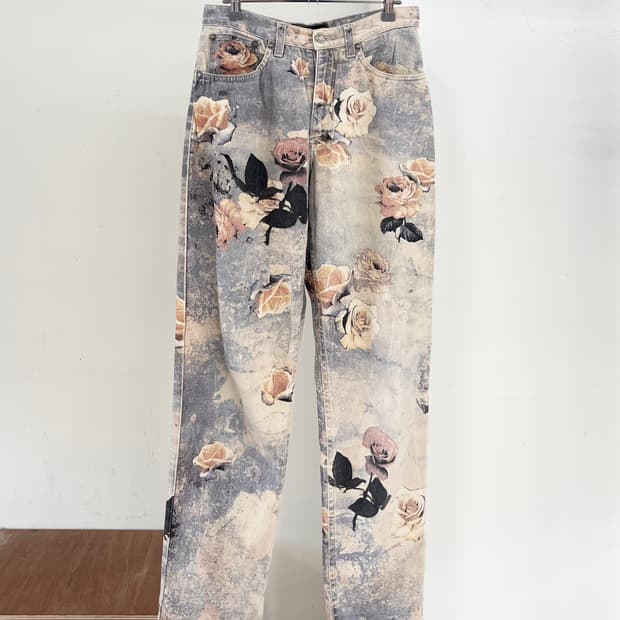 로베르토 카발리 멀티컬러 플로럴 프린트 진스