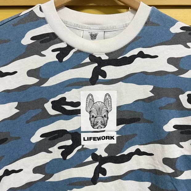 라이프워크 남성 블루카모 라운드반팔티셔츠