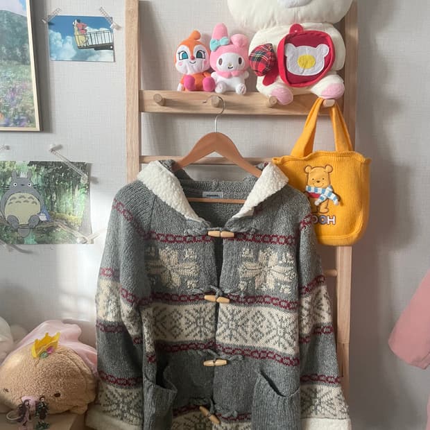 모리걸 빈티지 노르딕 후드 코트 🩶♥️❄️