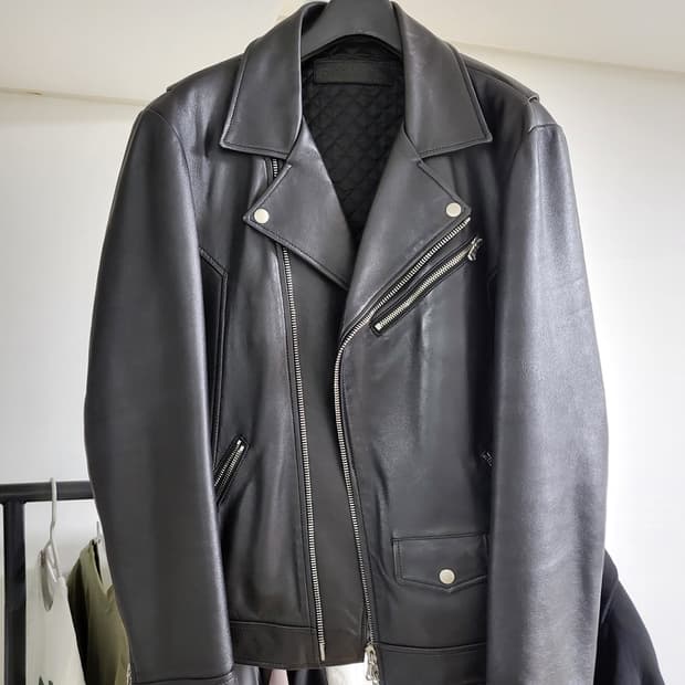 느와르라르메스 레더 라이더자켓 블랙48