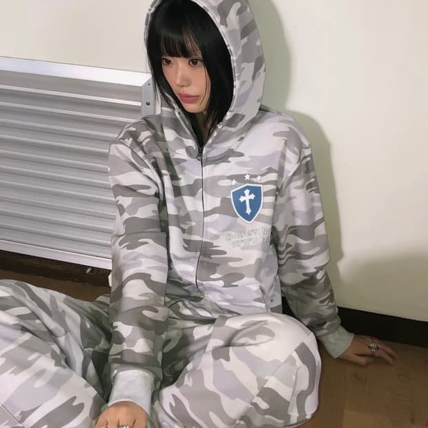SEW-B 쏘비 화이트 카모 셋업(후드집업+팬츠)