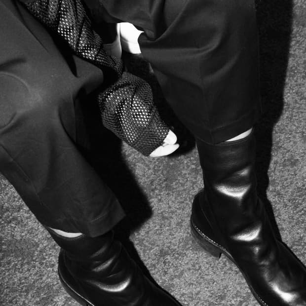 빈티지 블랙 카우하이드 토캡  풀온 앵글 부츠 270