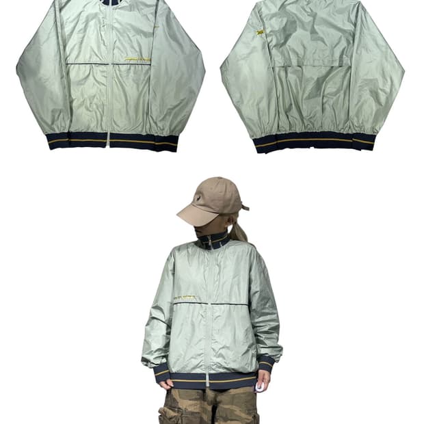 아식스 라이트 그린 오버핏 바람막이 자켓 