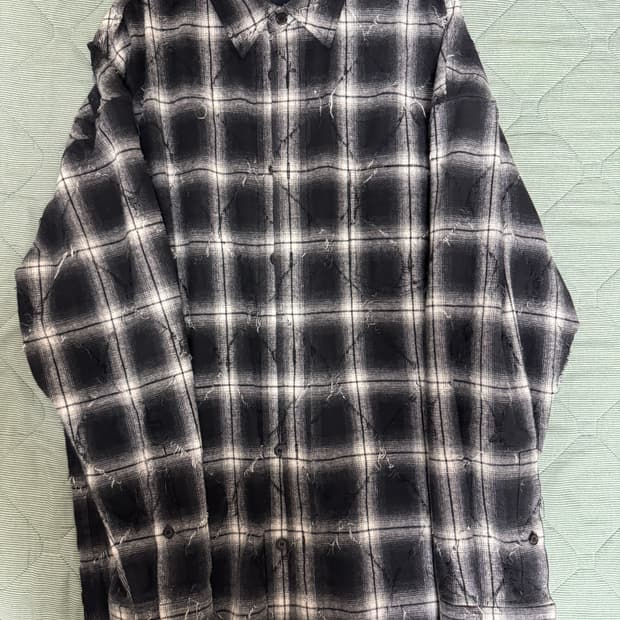 [44]준지 아가일 데미지 셔츠 블랙