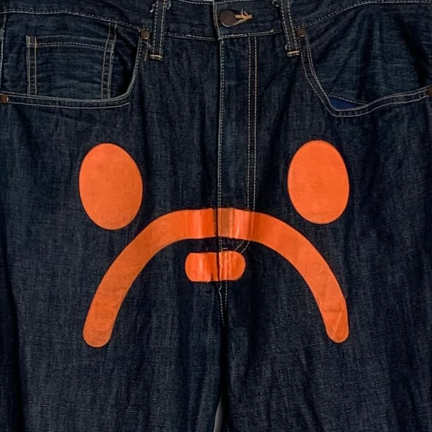 베이프 마일로 프론트 프린팅 데님