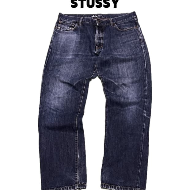 (34) 스투시 올드스쿨 슬림핏 중청 데님 팬츠