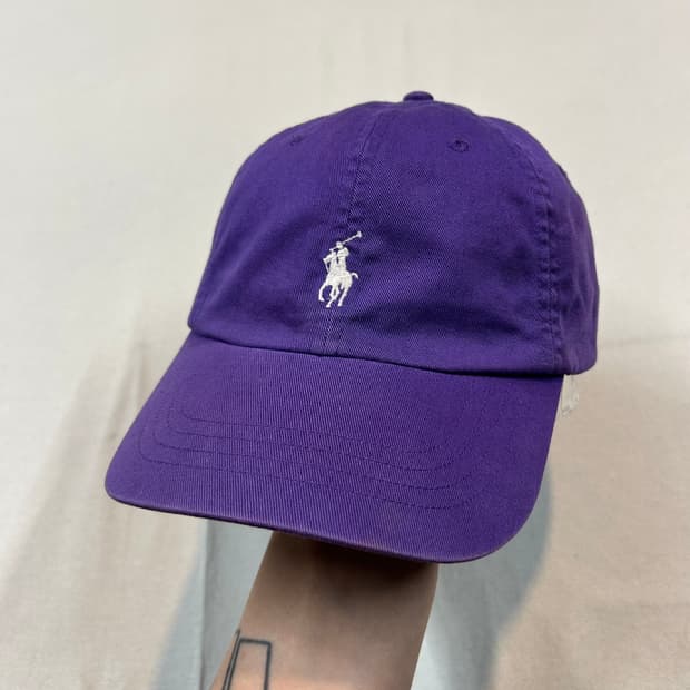 폴로 랄프로렌 보라색 퍼플 볼캡 모자 가죽스트랩 정품
