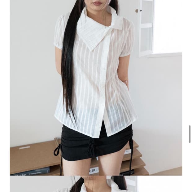DRAPE COLLAR BLOUSE (WHITE)