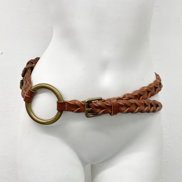 랄프로렌 리얼레더 웨스턴 위빙 버클 벨트