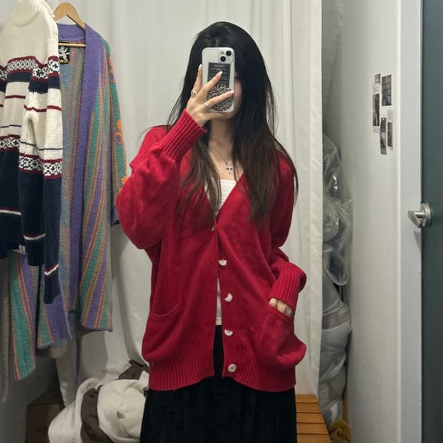 폴로 랄프로렌 가디건 레드