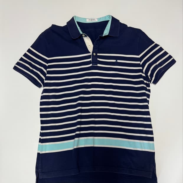 정품 빈폴 스트라이프 미니멀 빈티지  반팔 카라 티셔츠 L ~ XL
