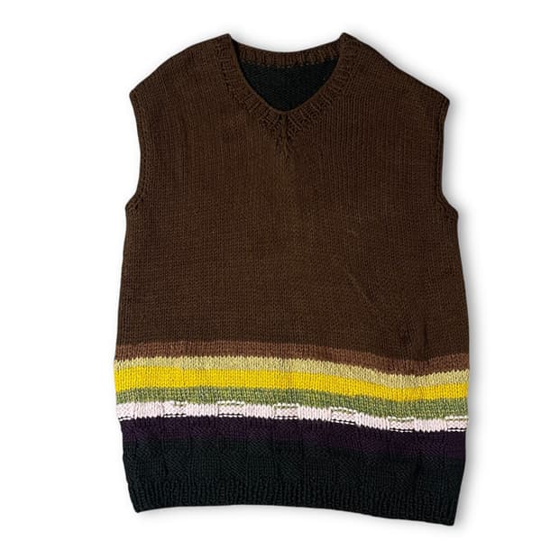 빈티지 브라운 브이넥 니트 베스트