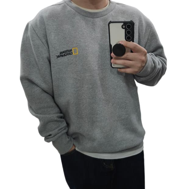 내셔널지오그래픽 그레이 기모 맨투맨 XXL 110