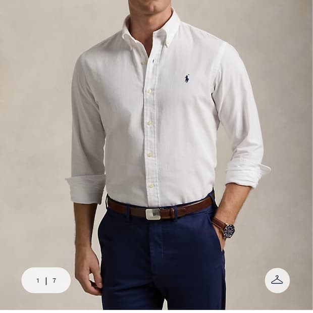 폴로 랄프로렌 시어서커 셔츠 화이트 2XL, XL, L